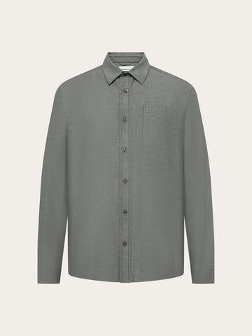 KnowledgeCotton Apparel - MEN Dune regular herringbone shirt Shirts 1090 Forest Night