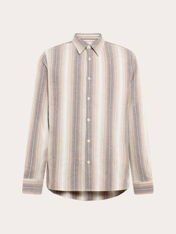 KnowledgeCotton Apparel - MEN Dune regular stripe shirt Shirts 8033 Creme Stripe