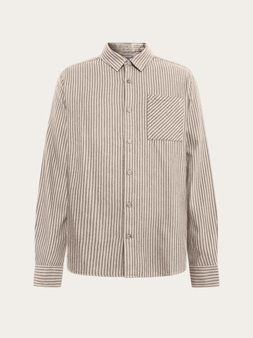 KnowledgeCotton Apparel - MEN Dune regular stripe shirt Shirts 7026 Brown check