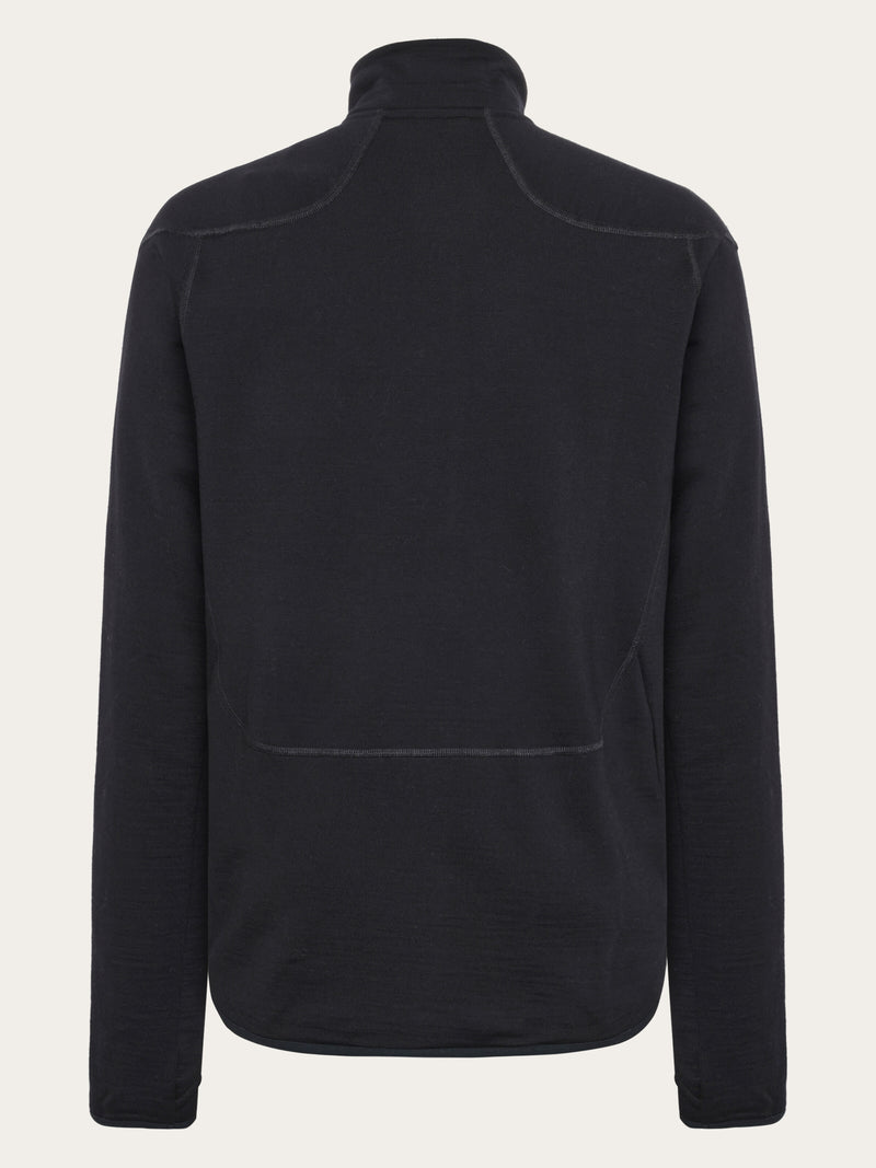 KnowledgeCotton Apparel - MEN Dynamic wool fleece full zip Fleeces 1300 Black Jet