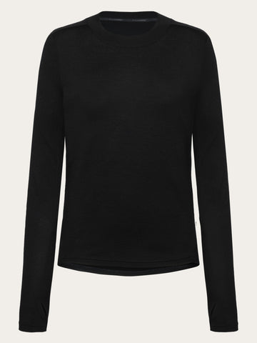 KnowledgeCotton Apparel - WMN Dynamic wool long sleeve t-shirt Long Sleeves 1300 Black Jet