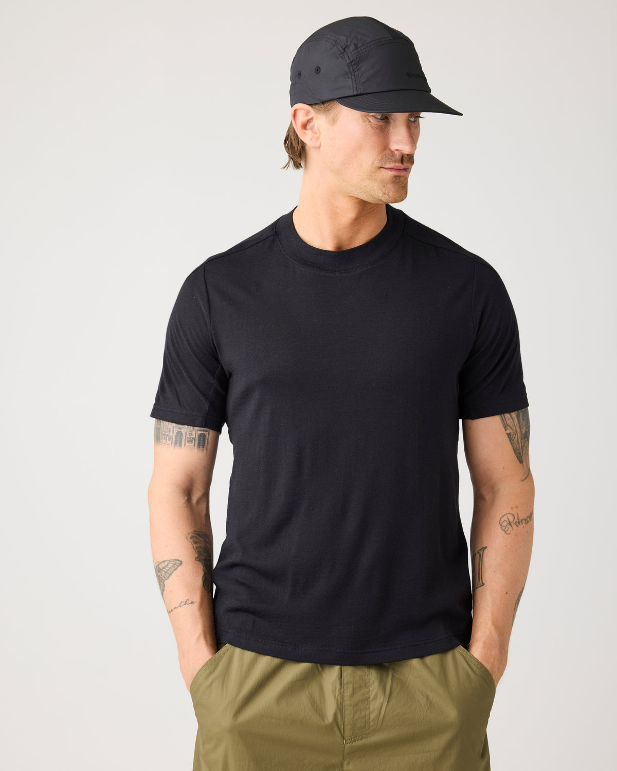 KnowledgeCotton Apparel - MEN Dynamic wool t-shirt T-shirts 1300 Black Jet