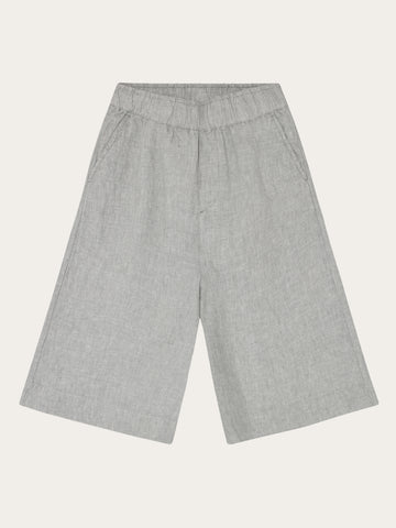 KnowledgeCotton Apparel - WMN Eve wide linen culotte shorts Shorts 1496 Ultimate Grey - Yarndyed