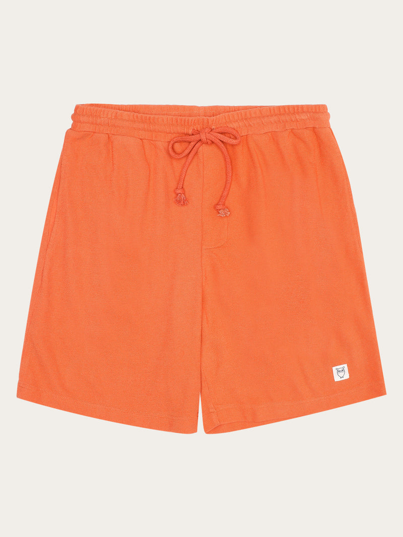 KnowledgeCotton Apparel - MEN FIG Loose fit bouclé jersey shorts - GOTS/Vegan Shorts 1481 Langoustino