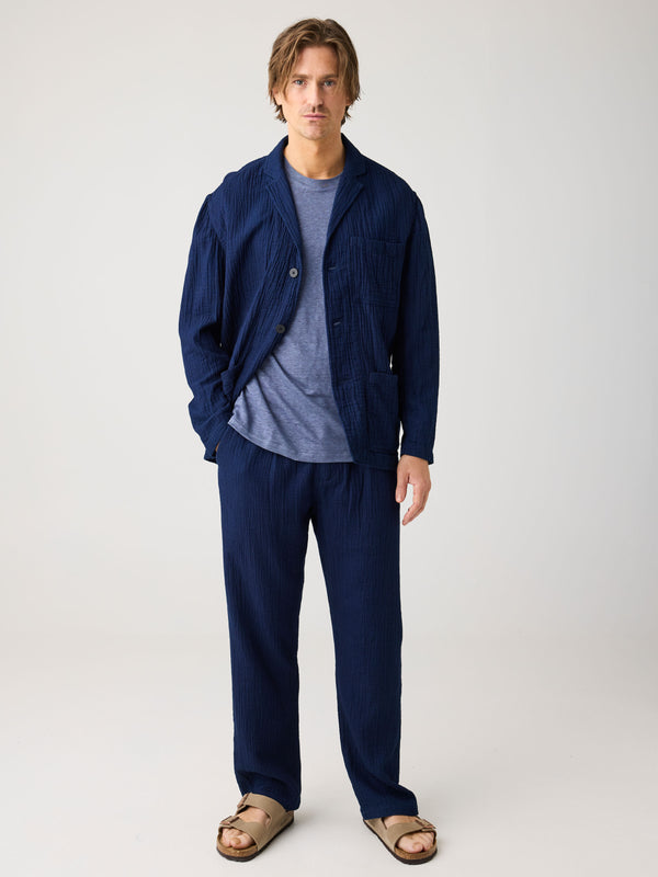 KnowledgeCotton Apparel - MEN FIG Organic Cotton Dobby Pants GOTS/Vegan Pants 1483 Indigo
