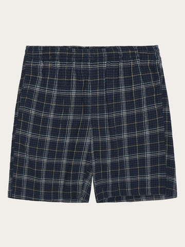 KnowledgeCotton Apparel - MEN FIG checkered shorts - GOTS/Vegan Shorts 7034 blue check
