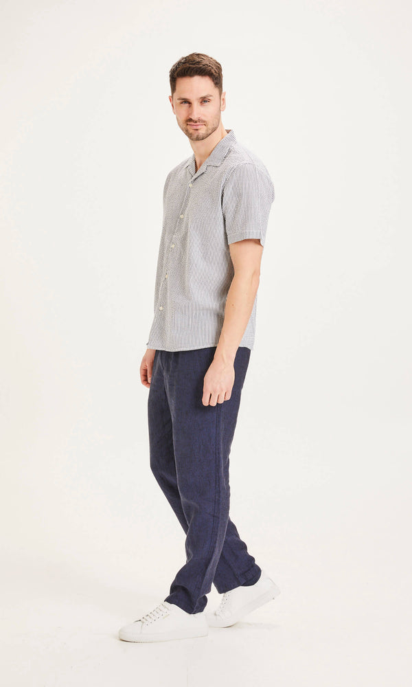 KnowledgeCotton Apparel - MEN FIG loose linen pant Pants 1001 Total Eclipse