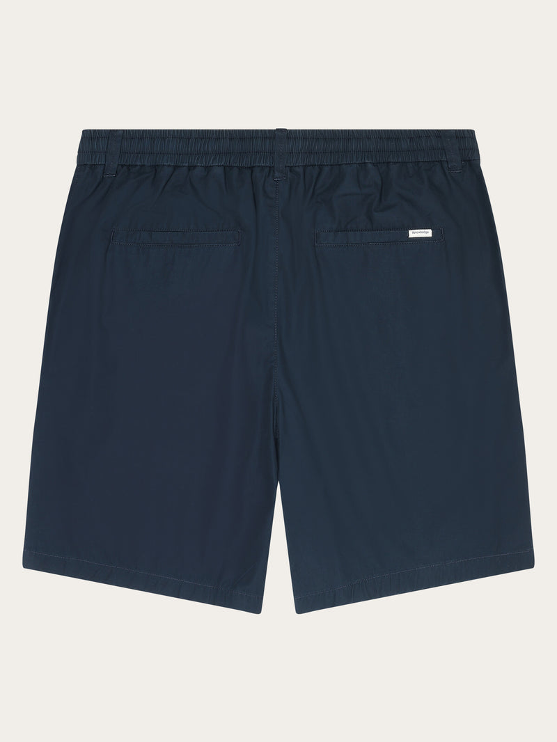 KnowledgeCotton Apparel - MEN FIG loose poplin elastic waist string shorts - GOTS/Vegan Shorts 1001 Total Eclipse