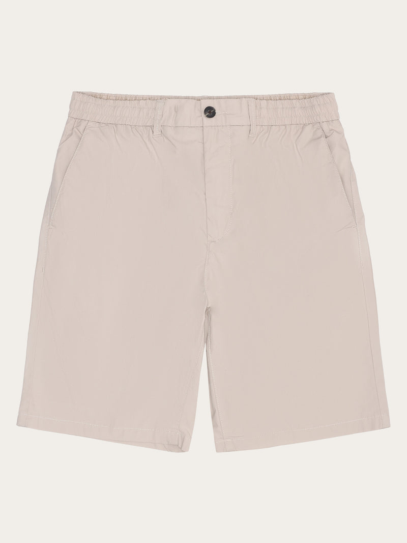 KnowledgeCotton Apparel - MEN FIG loose poplin elastic waist string shorts - GOTS/Vegan Shorts 1228 Light feather gray