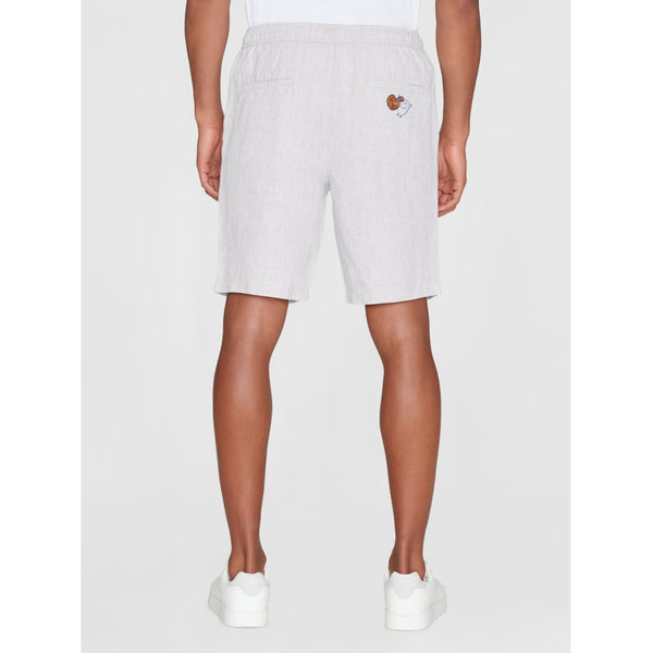 KnowledgeCotton Apparel - MEN FIG shorts with embroidery - GOTS/Vegan Shorts 1387 Egret