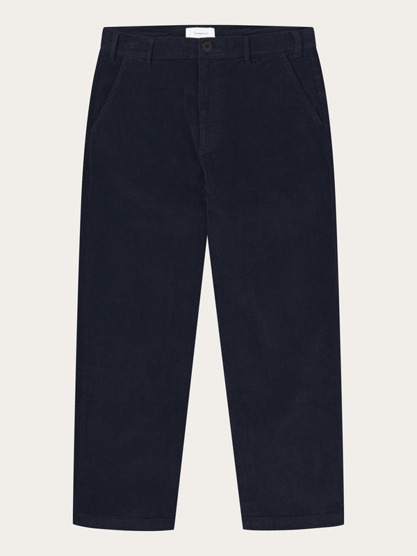 KnowledgeCotton Apparel - MEN FLINT wide corduroy chino pants Pants 1412 Night Sky