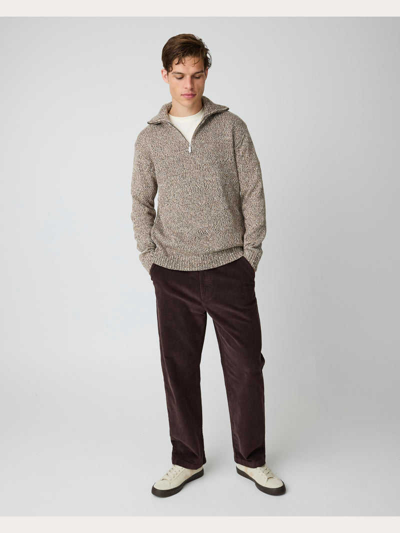 KnowledgeCotton Apparel - MEN FLINT wide corduroy chino pants Pants 1487 Chocolate Torte