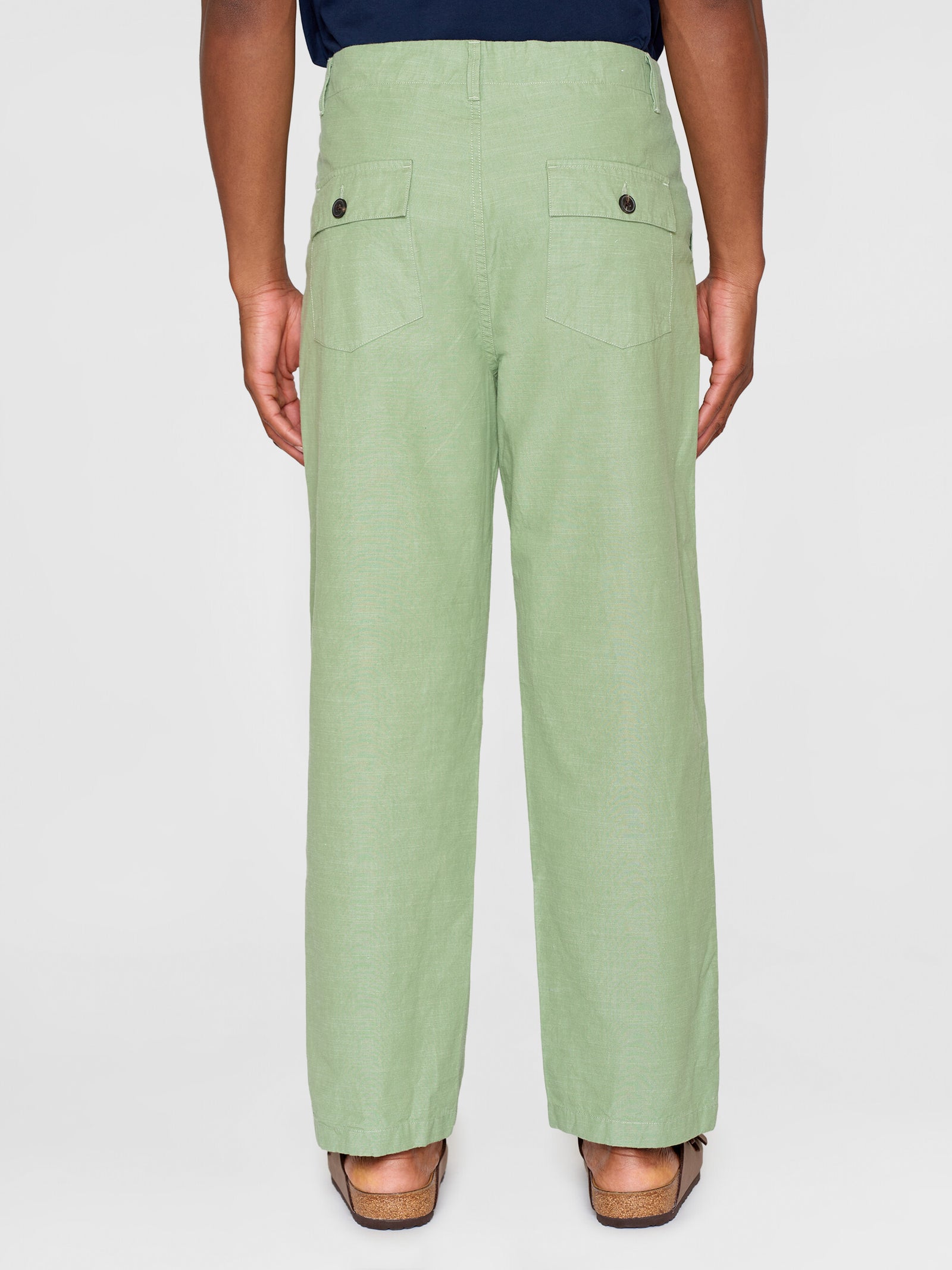 FLINT wide slub yarn pants - GOTS/Vegan - Shale Green