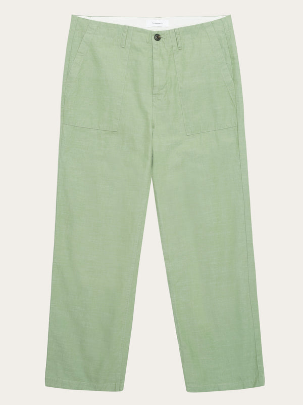 KnowledgeCotton Apparel - MEN FLINT wide slub yarn pants - GOTS/Vegan Pants 1454 Shale Green