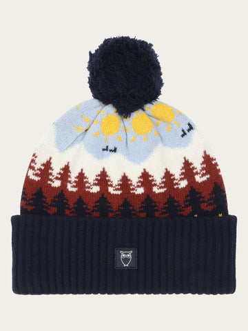KnowledgeCotton Apparel - UNI Fair Isle beanie - RWS Hats 9932 Multi color AOP