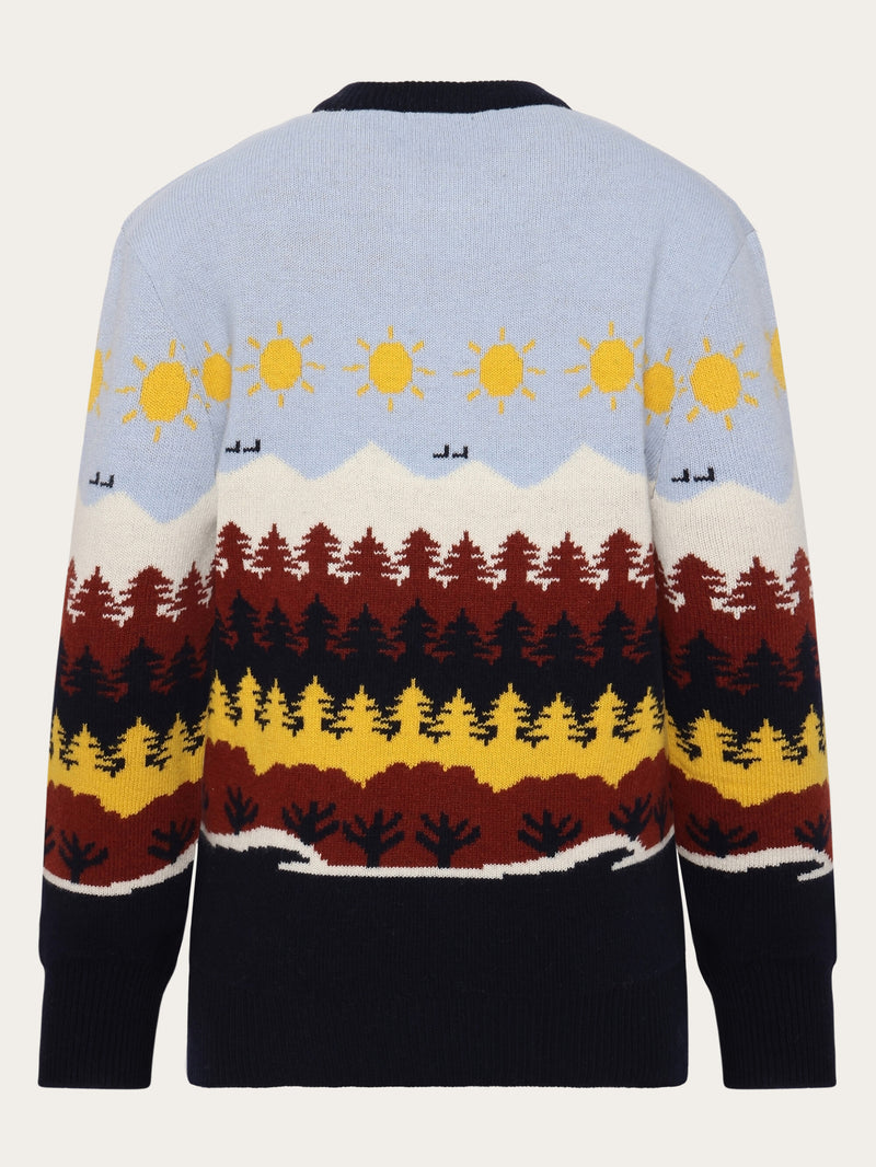 KnowledgeCotton Apparel - UNI Fair Isle crew neck knit - RWS Knits 9932 Multi color AOP