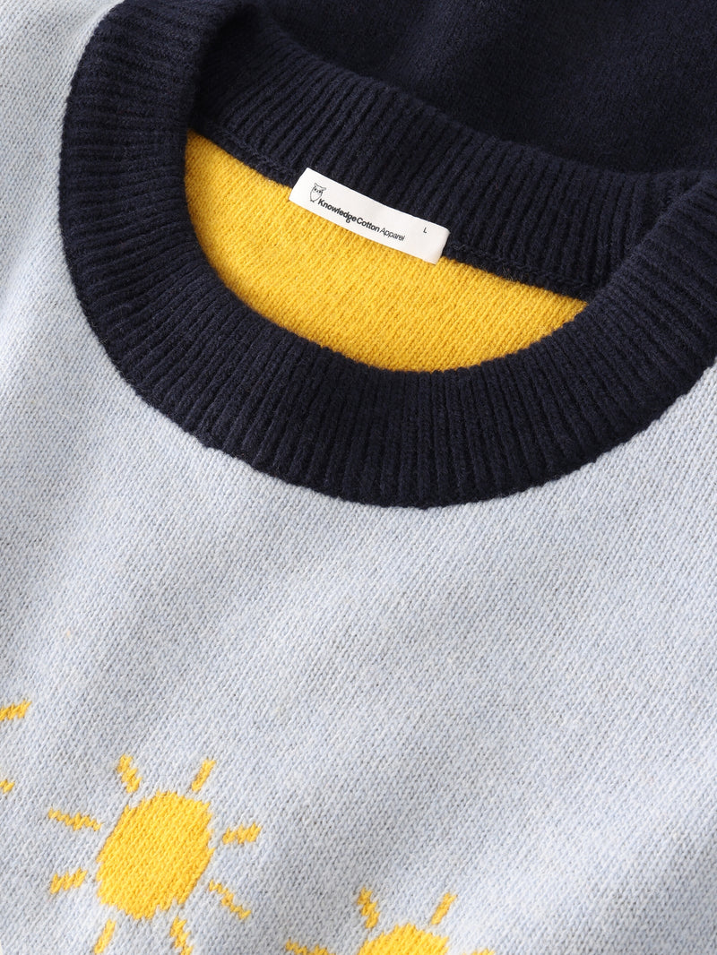 KnowledgeCotton Apparel - UNI Fair Isle crew neck knit - RWS Knits 9932 Multi color AOP