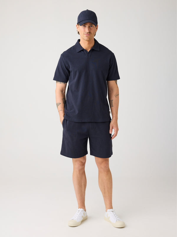 KnowledgeCotton Apparel - MEN Fig loose bouclé shorts Shorts 1412 Night Sky