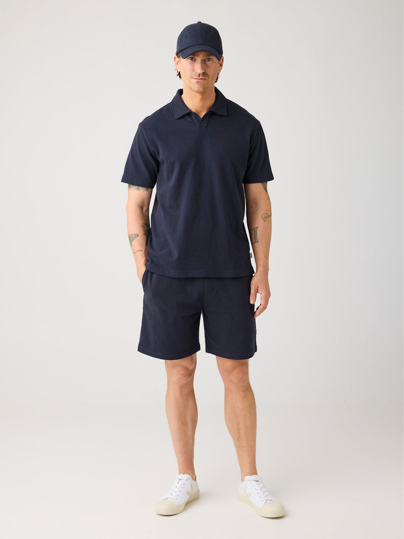 KnowledgeCotton Apparel - MEN Fig loose bouclé shorts Shorts 1412 Night Sky
