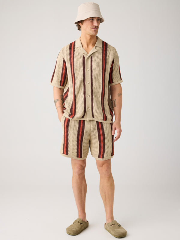 Fig loose knit shorts - Red Stripe