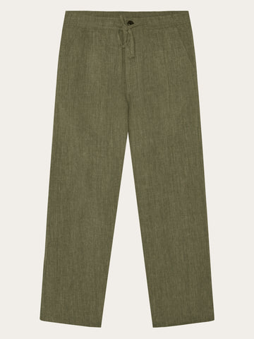 KnowledgeCotton Apparel - MEN Fig loose linen-mix pants Pants 1068 Burned Olive