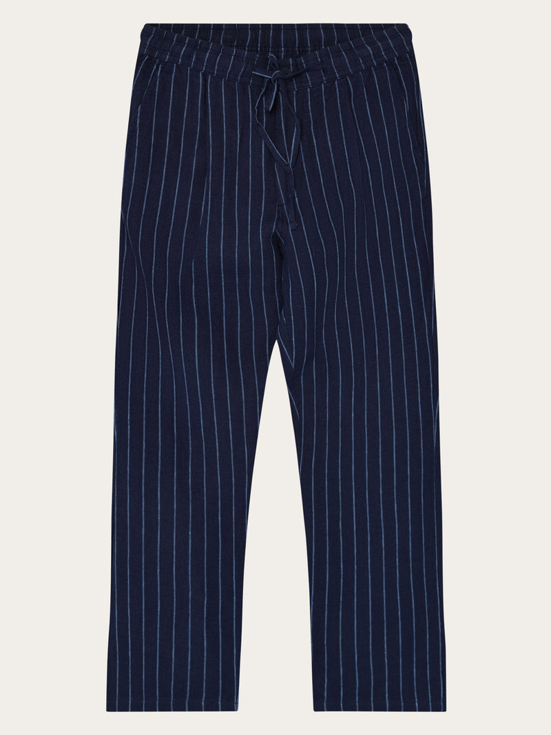 Fig loose linen pants - Blue stripe