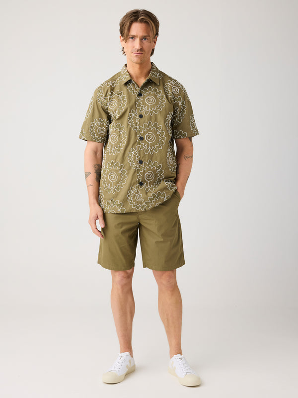 KnowledgeCotton Apparel - MEN Fig loose poplin shorts Shorts 1068 Burned Olive