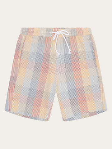 KnowledgeCotton Apparel - MEN Fig loose seersucker shorts Shorts 7032 Multi check