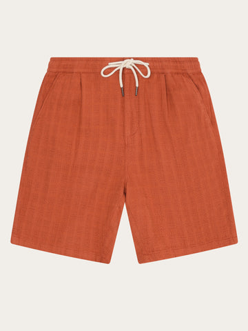 KnowledgeCotton Apparel - MEN Fig loose structure shorts Shorts 1488 Burnt Brick