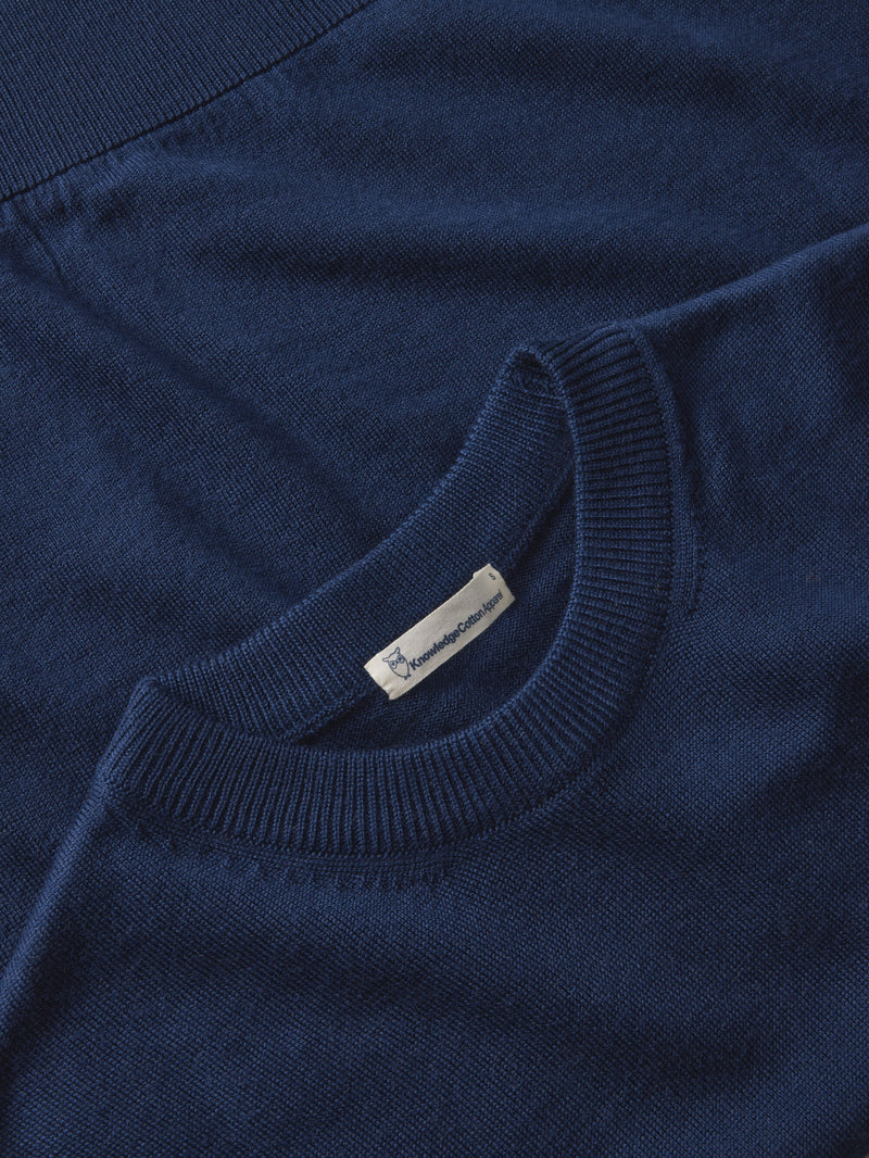 KnowledgeCotton Apparel - WMN Fine merino crew neck - RWS Knits 1001 Total Eclipse