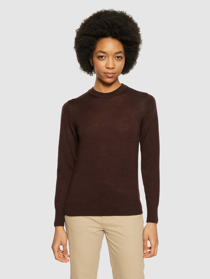 Merino crew neck sweater Demitasse (brown)1