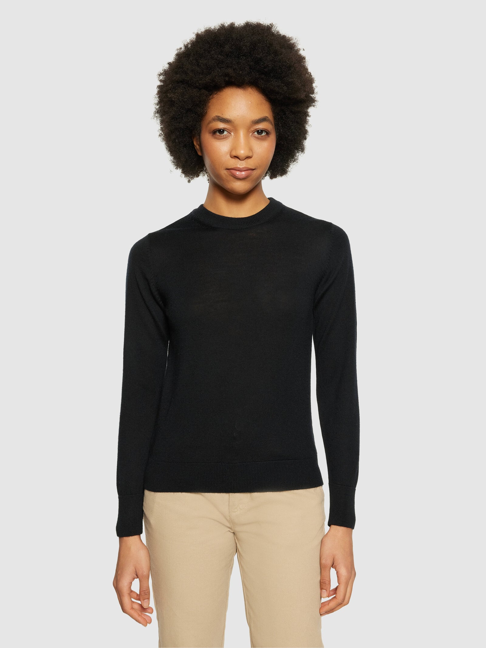 Merino crew neck sweater - Black Jet