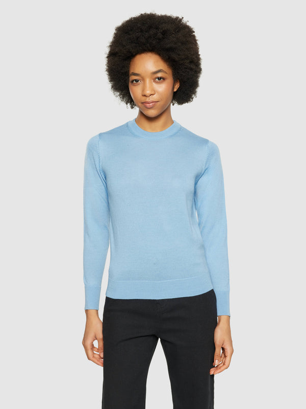 KnowledgeCotton Apparel - WMN Fine merino crew neck - RWS Knits 1463 Glacier Lake