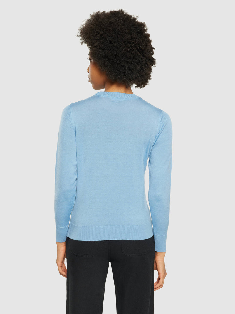 KnowledgeCotton Apparel - WMN Merino Wool Crew Neck RWS Knits 1463 Glacier Lake