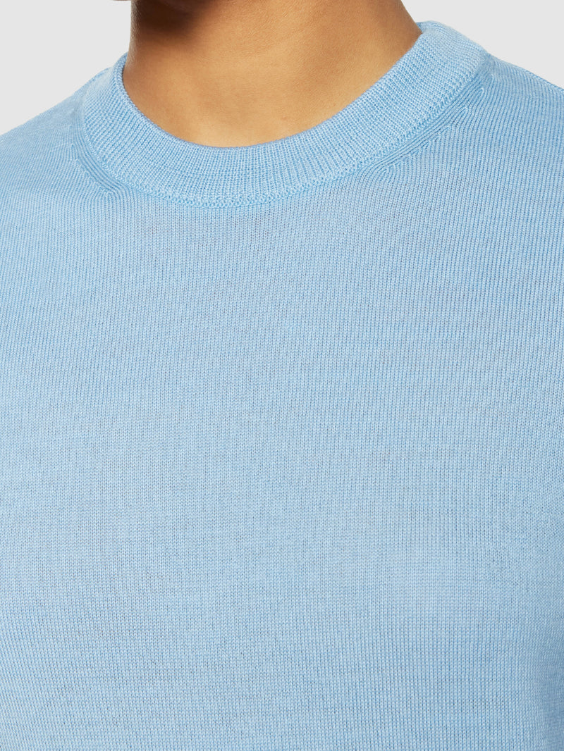 KnowledgeCotton Apparel - WMN Merino Wool Crew Neck RWS Knits 1463 Glacier Lake