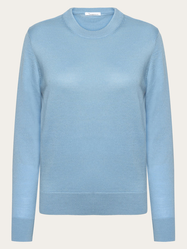 KnowledgeCotton Apparel - WMN Fine merino crew neck - RWS Knits 1463 Glacier Lake