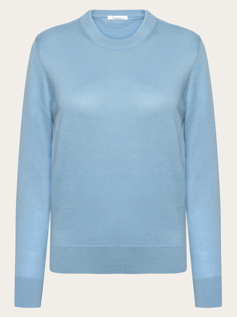 KnowledgeCotton Apparel - WMN Merino Wool Crew Neck RWS Knits 1463 Glacier Lake