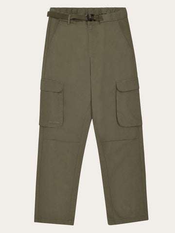 KnowledgeCotton Apparel - MEN Flint Ripstop Belt Cargo Pant - GOTS/Vegan Pants 1068 Burned Olive