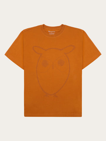 KnowledgeCotton Apparel - MEN Front print t-shirt T-shirts 1485 Pumpkin Spice