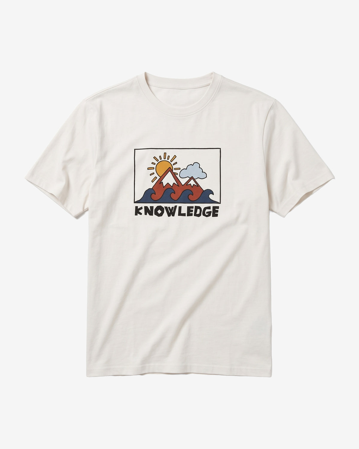 KnowledgeCotton Apparel - MEN Front print t-shirt T-shirts 1387 Egret