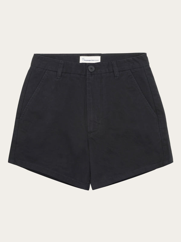 KnowledgeCotton Apparel - WMN GALE boyfriend mid-rise twill chino shorts - GOTS/Vegan Shorts 1300 Black Jet