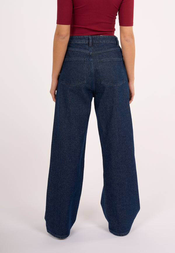 KnowledgeCotton Apparel - WMN GALE loose denim jeans classic indigo REBORN™ Denims 3051 Classic indigo