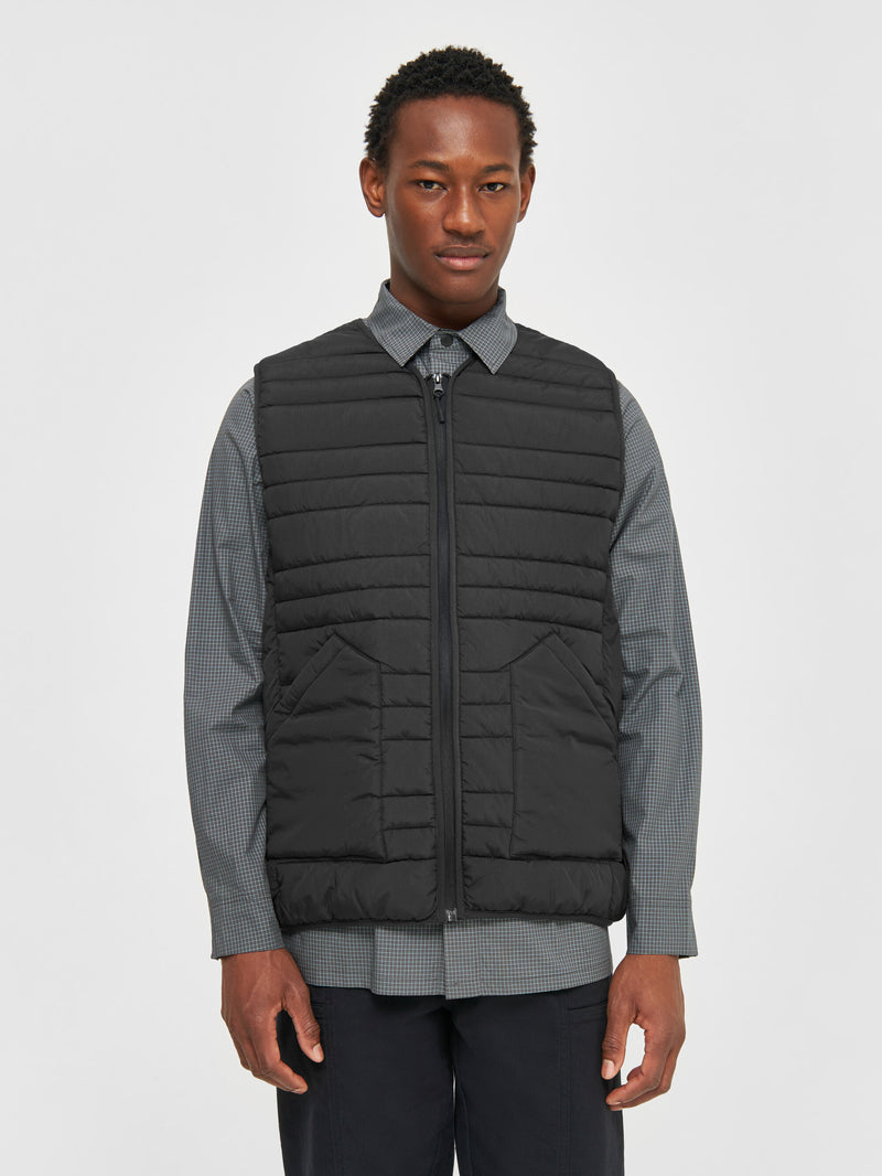 KnowledgeCotton Apparel - MEN GO ANYWEAR™ quilted padded zip vest Vests 1300 Black Jet