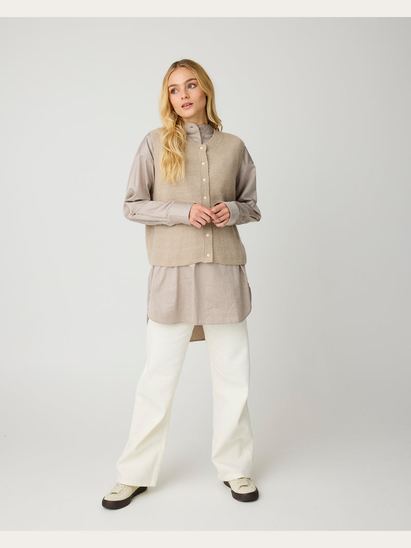 KnowledgeCotton Apparel - WMN Gale regular twill pants Pants 1387 Egret