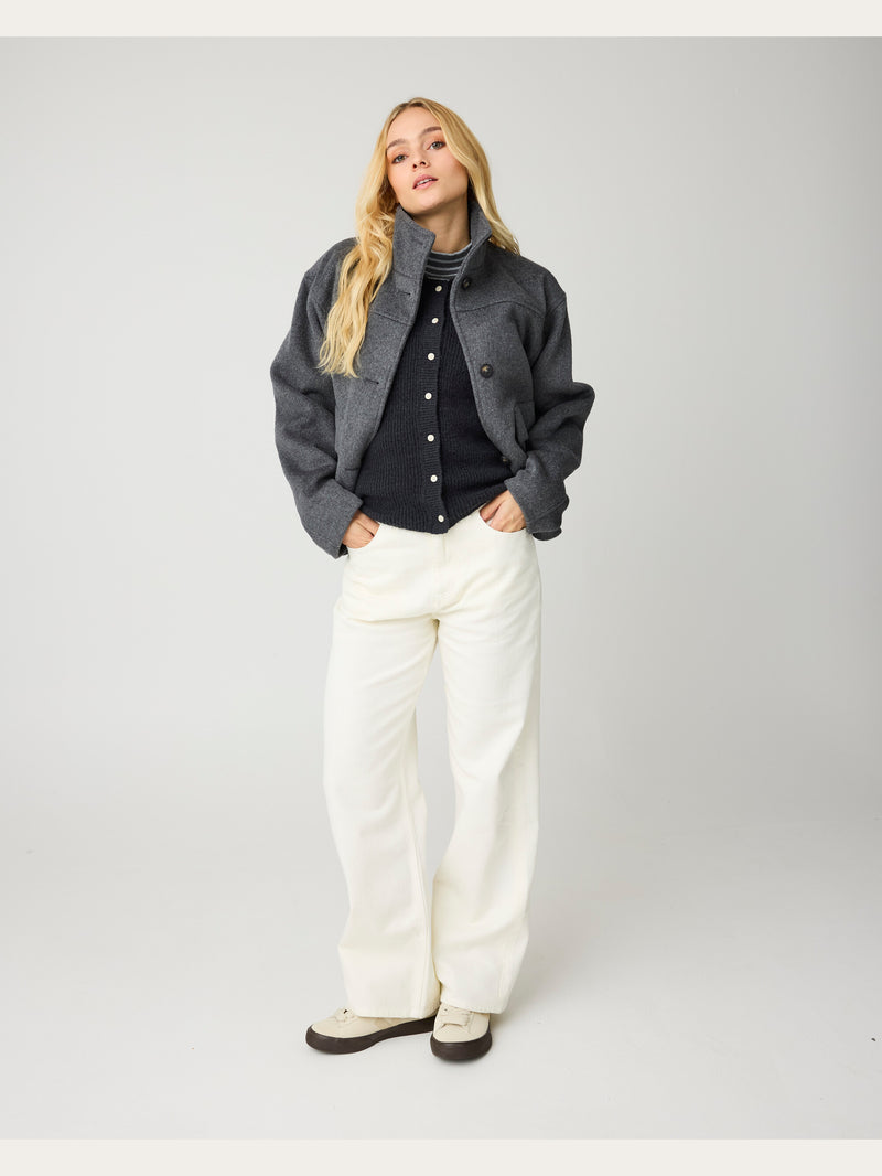 KnowledgeCotton Apparel - WMN Gale regular twill pants Pants 1387 Egret