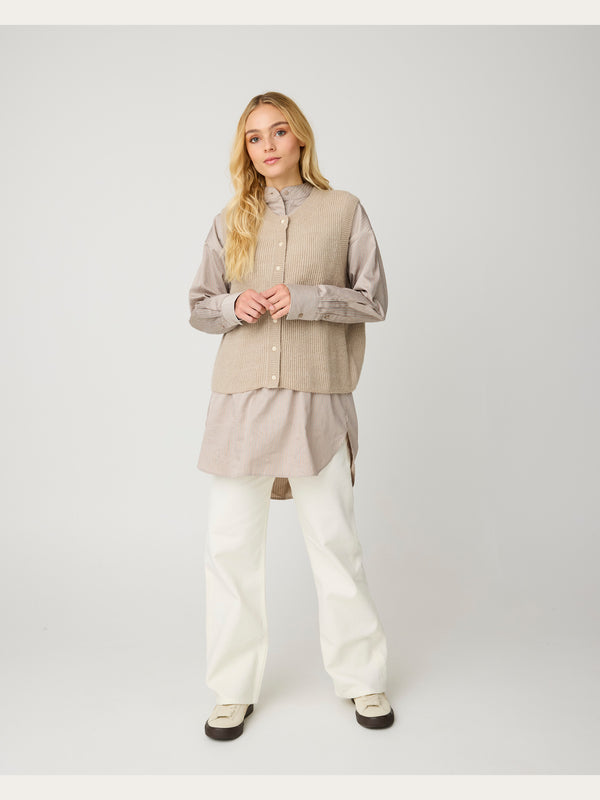KnowledgeCotton Apparel - WMN Gale regular twill pants Pants 1387 Egret