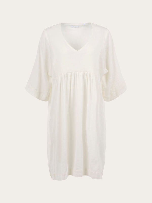 KnowledgeCotton Apparel - WMN HEATHER cotton crepe A-shape dress Dresses 1334 Snow White