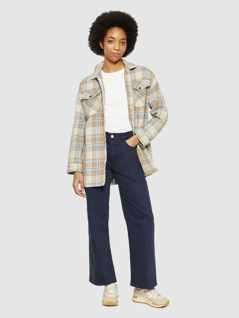 KnowledgeCotton Apparel - WMN Heavy flannel check overshirt - GOTS/Vegan Overshirts 7030 Beige check