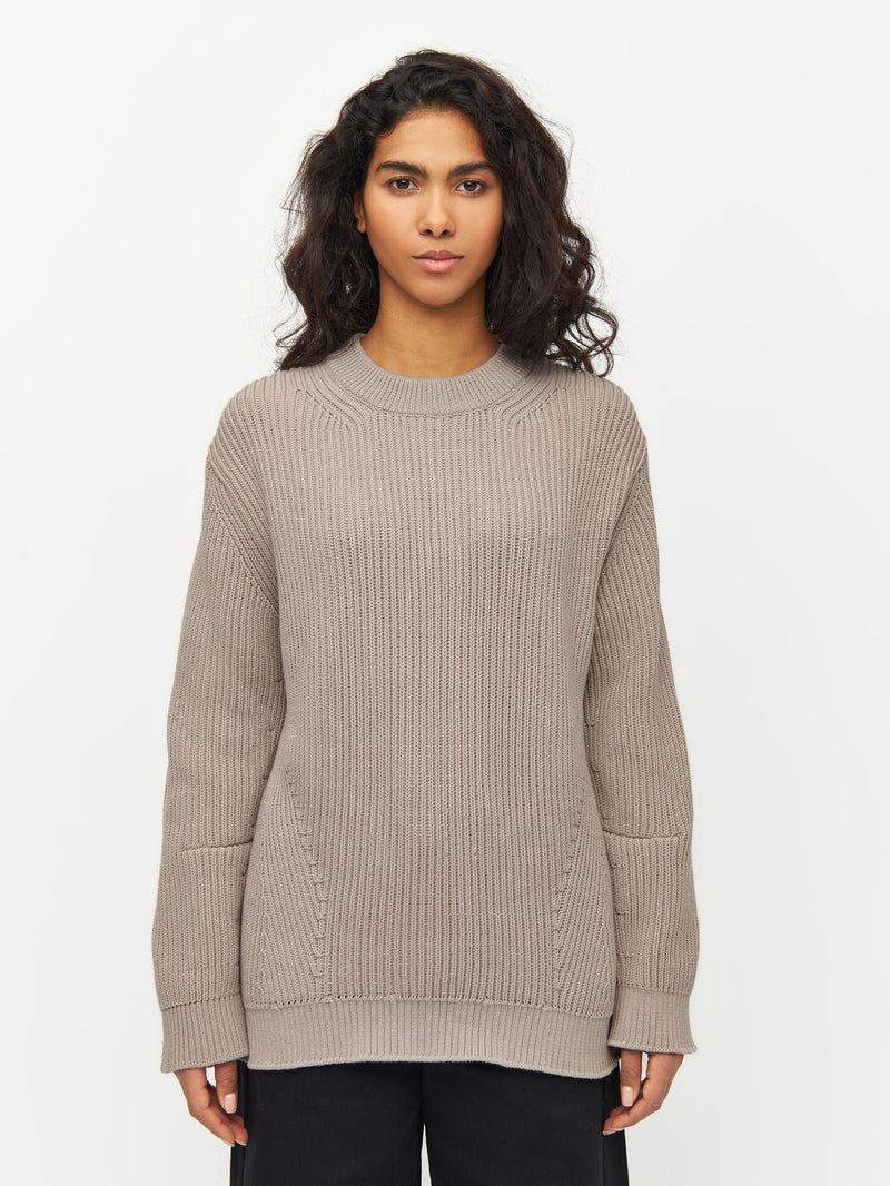 Buy Heavy rib oversize crew neck knit - Light feather gray - from 