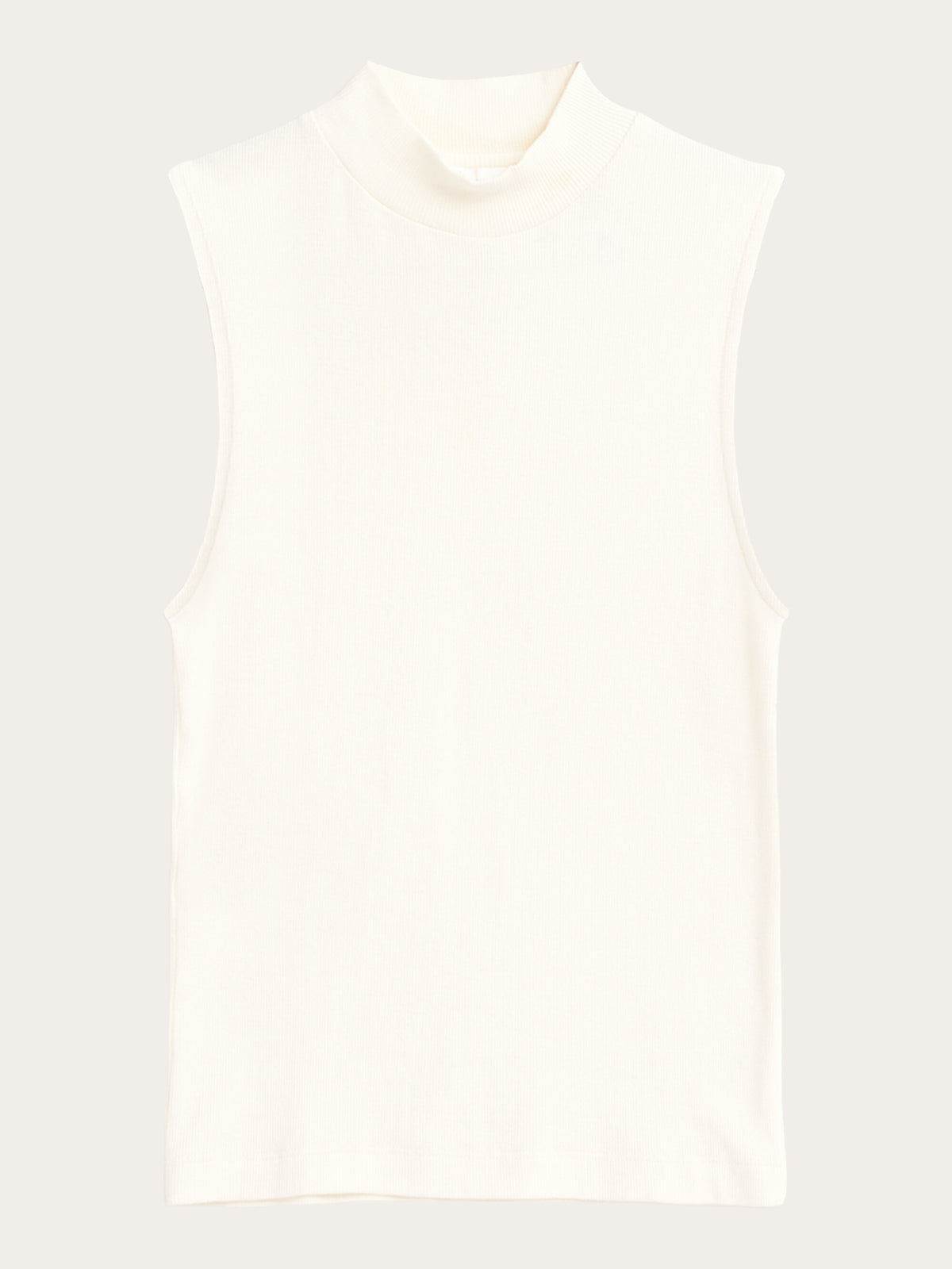 High neck rib top - Star White